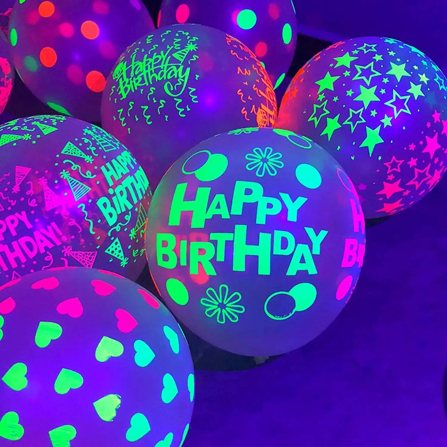 NEW 60PCS Set Happy Birthday Wedding Fluorescent Balloons Glow In The Dark Luminous Dots Latex Balloon For Birthday Wedding Party Decoration Gifts and Toys
