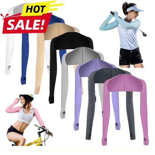 NEW Arrivals 1pcs UV Resistant Outdoor Cycling Golf Sleeve Shawl Shoulder Length Straight Sleeve Cool Feeling Viscose Filament Sunshade Women Sports Apparel Accessories