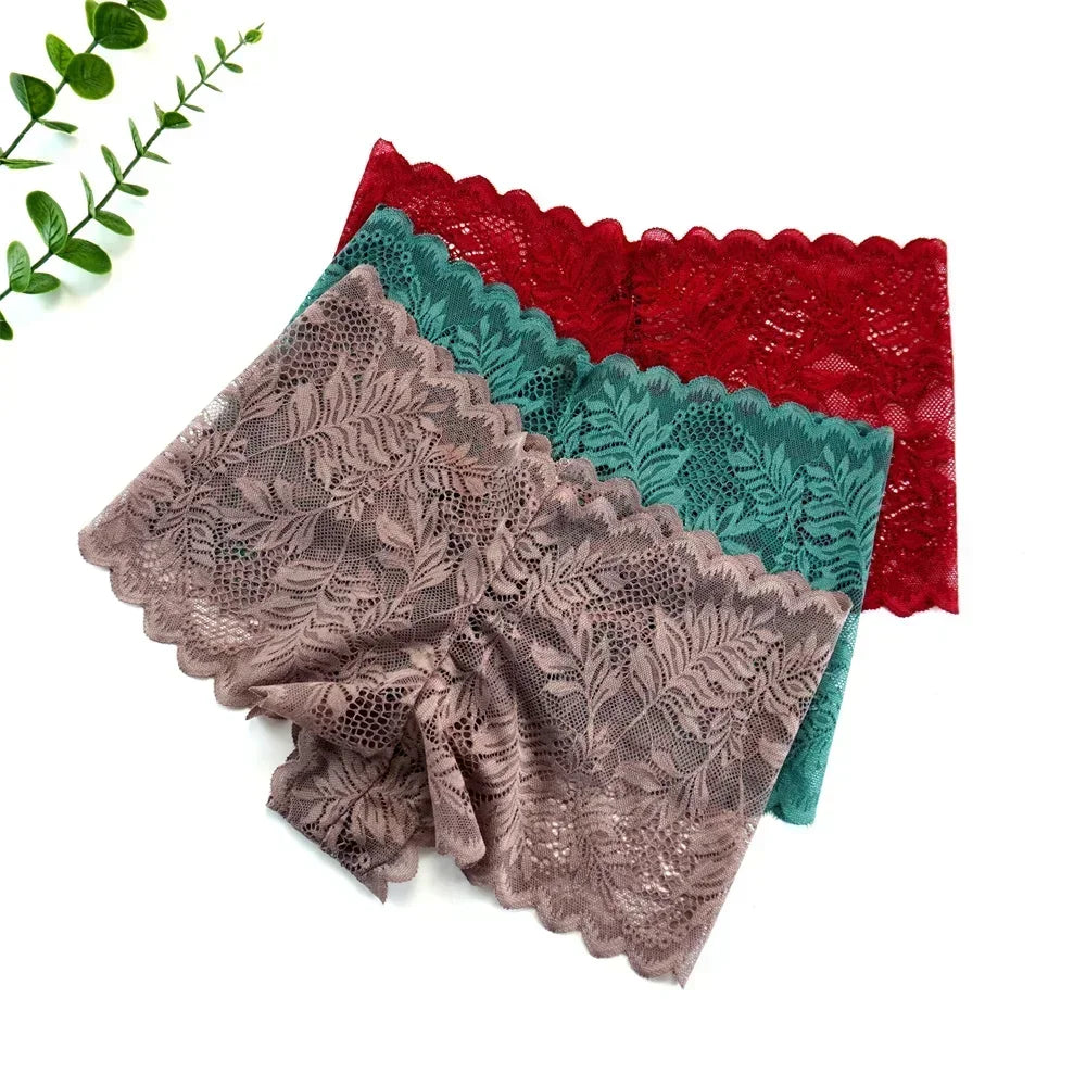 NEW Arrivals S-XL 3pcs Sexy Women Boyshorts Panties Plus Size Full Lace Boxer Seamless Mid Waist Transparent Mesh Shorts Female Underpants