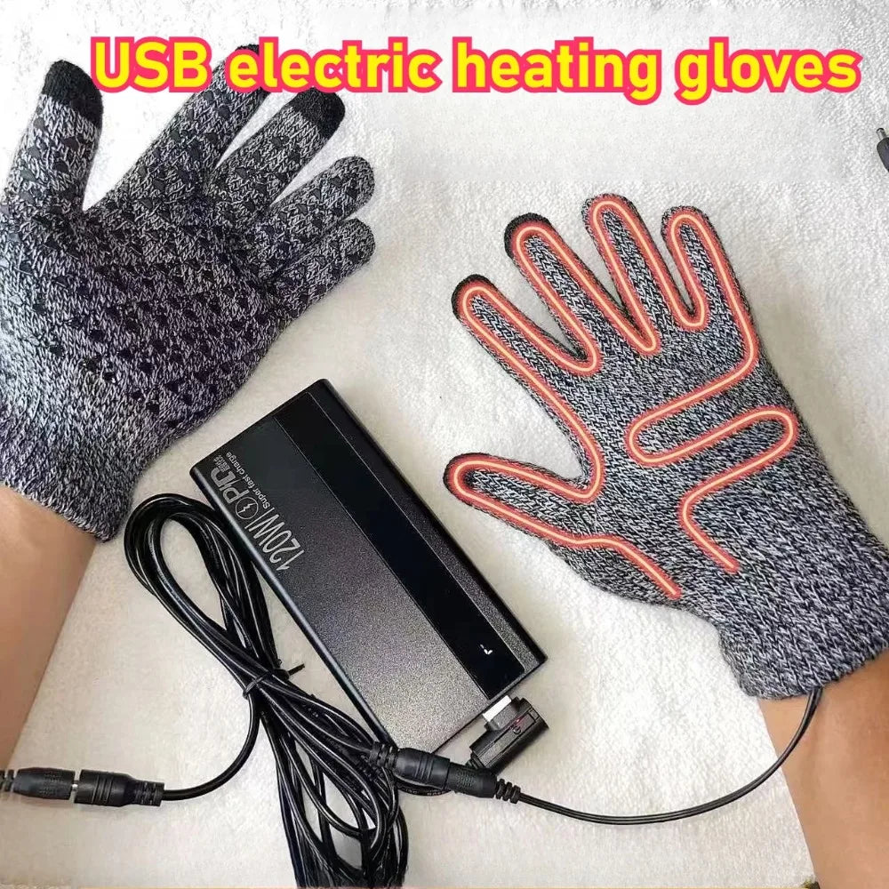 Full Hand USB Heated Gloves Touchscreen Rechargeable Thermal Thickened for Skiing Motorcycle Cycling Commuting Outdoor Winter Activities