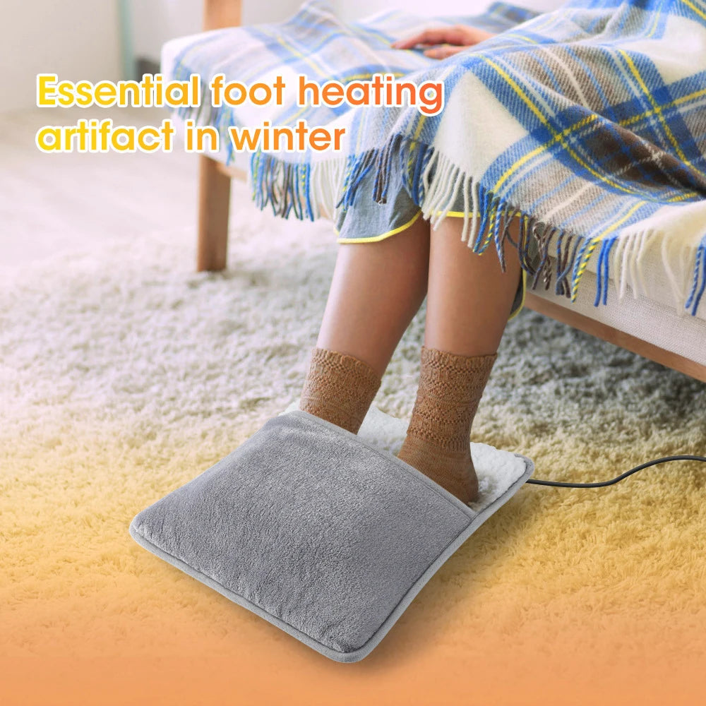Foot Warmer USB Foot Heater Thermal Foot Pain Relief Blood Circulation Heating Pad Soft Plush Warm Foot Cover Electric Heating Feet Warmer for Home Bedroom Living Room Use Health Care Supplies