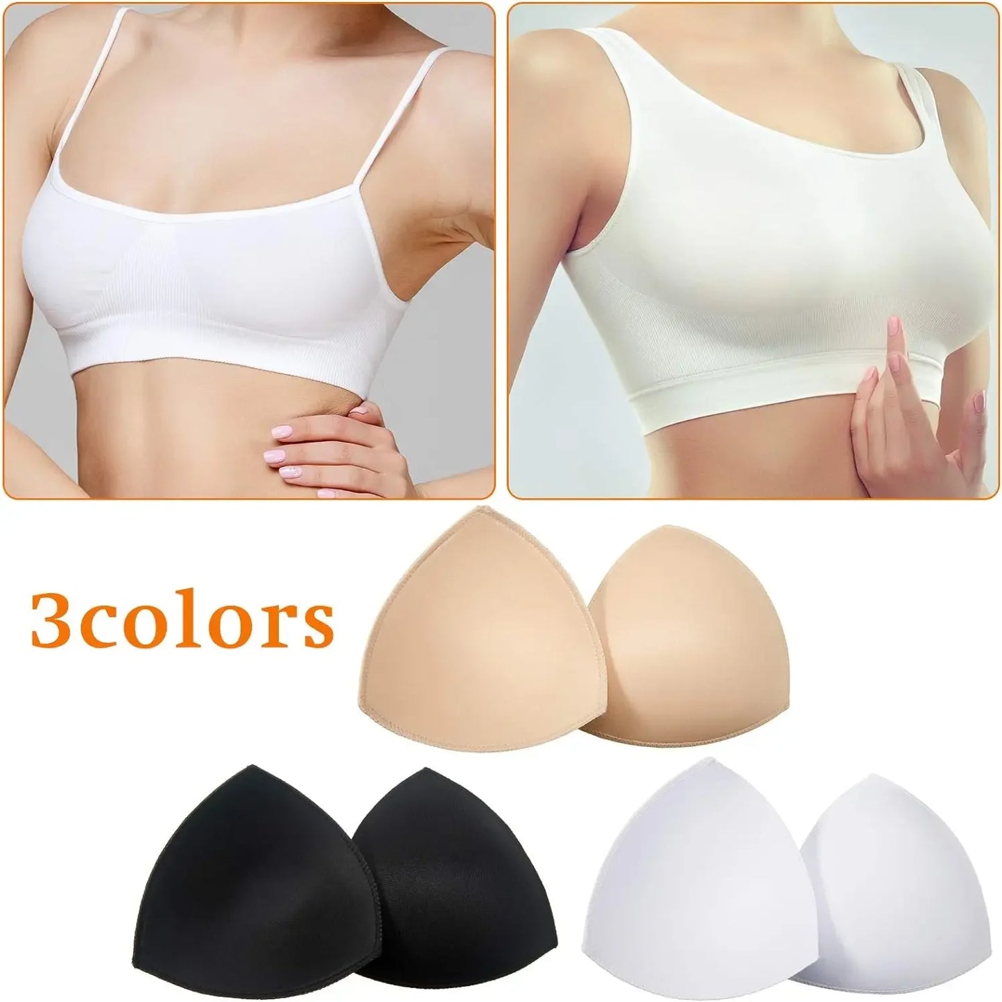 NEW Arrivals 3-6 Pairs Set 3 Colors Soft Bra Pads Inserts Removable Bra Pad for Women Breast Push Up Enhancer Bra Pad Sports Bras Cups Insert Bikini Swimsuit Lift-Up Pads