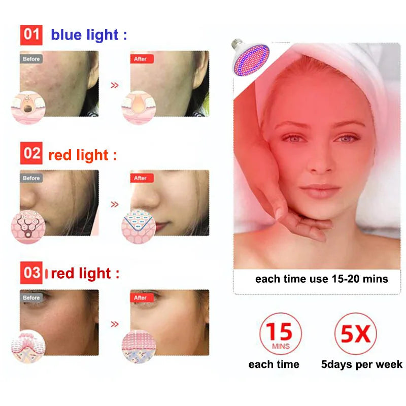 Beauty Anti Aging Red blue led Light bulb Therapy Deep 660nm plant grow lamp for Full Body Skin Pain Relie