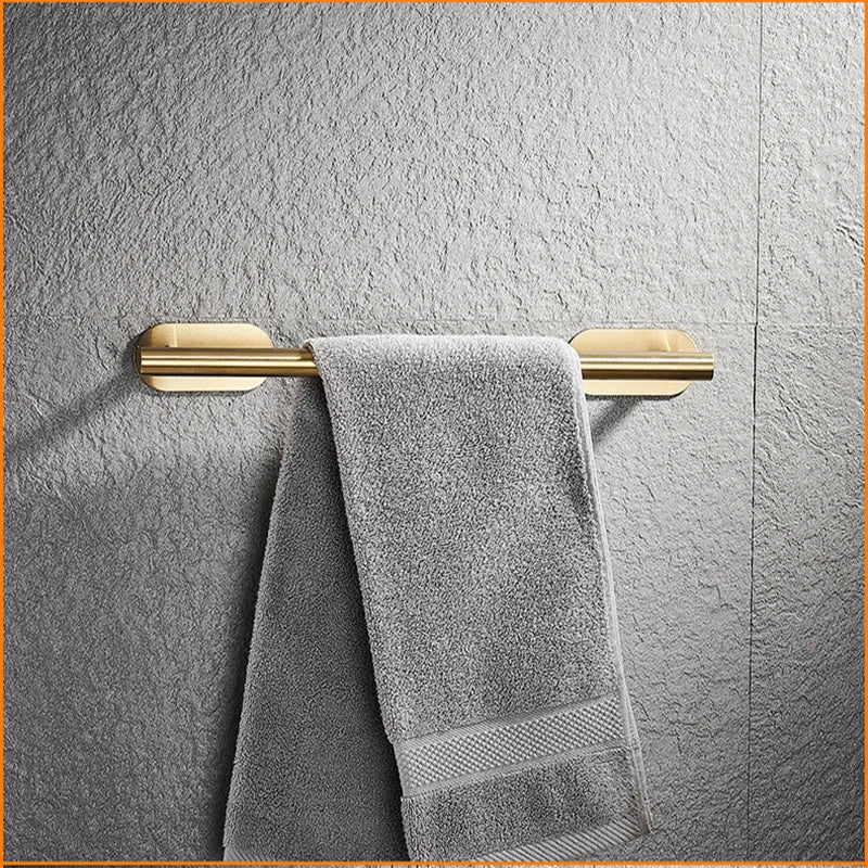 No Drilling Gold Bathroom Accessories Sets Toilet Tissue Roll Paper Holder Towel Rack Bar Rail Ring Robe Hook Hardware