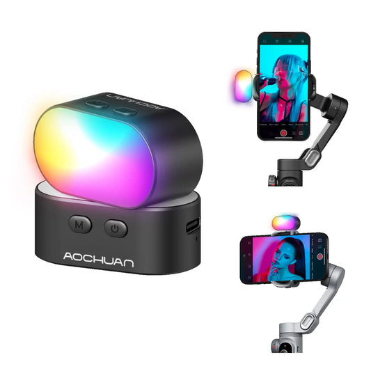 RGB Magnetic Fill Light for Gimbal LED Video Photography Light 3 Brightness and 7 Color Adjustment for Phone Selfie Live Streaming Mobile Cell Products Accessories Electronic Supplies