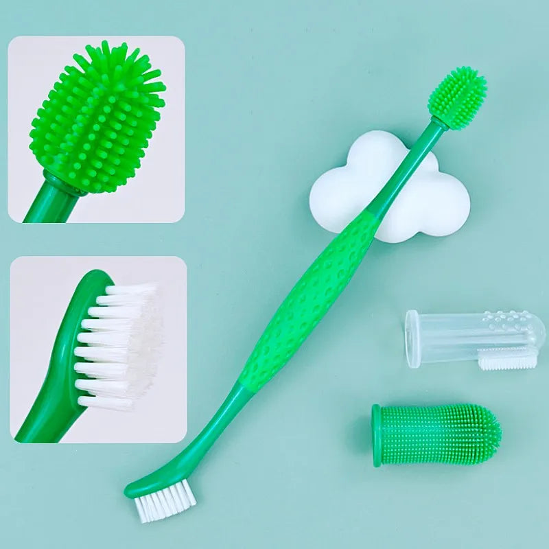 3 PCS Set Dog Toothbrush Set Pet Toothbrush  Double Head Rotating Toothbrushes for Dog Teeth Cleaning Oral Care Cat Toothbrushes Pet Supplies