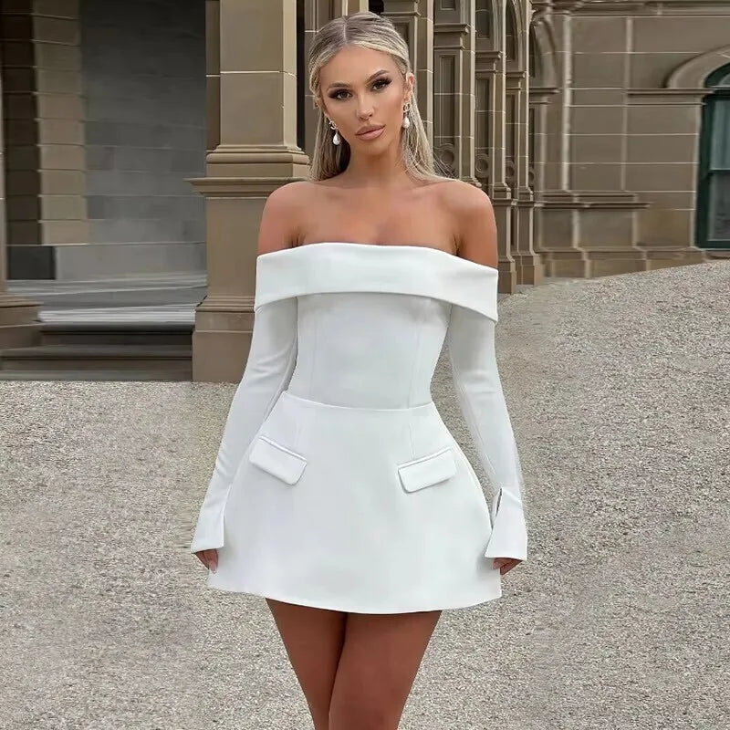 NEW Arrivals 5 Colors 4 Patterns Button Backless Italian Bodycon Short Sexy A-Line Dress Women Evening Nightclub Party Dress Long Sleeve Mini Autumn Spring Dress Girls Ladies Luxury Fashion Clothing Supplies