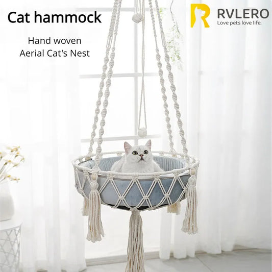 NEW!!!!  Pet Hammock Cat Swing Hand Woven Cotton Rope Cats Hanging Basket  Kitten Hanging String Den Indoor Pend Nest Pets Supplies