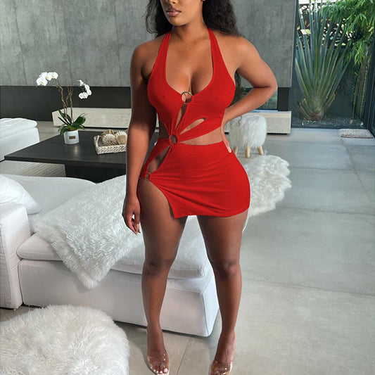 NEW Arrivals S-2XL 5 Colors  Summer Dresses Woman 2026 High Street Stretch Slim Hollow Sexy Mini Bodycon Dress Elegant Sleeveless Night Club Beach Bar Party Sundress Girls Sexy Fashion Clothing Supplies