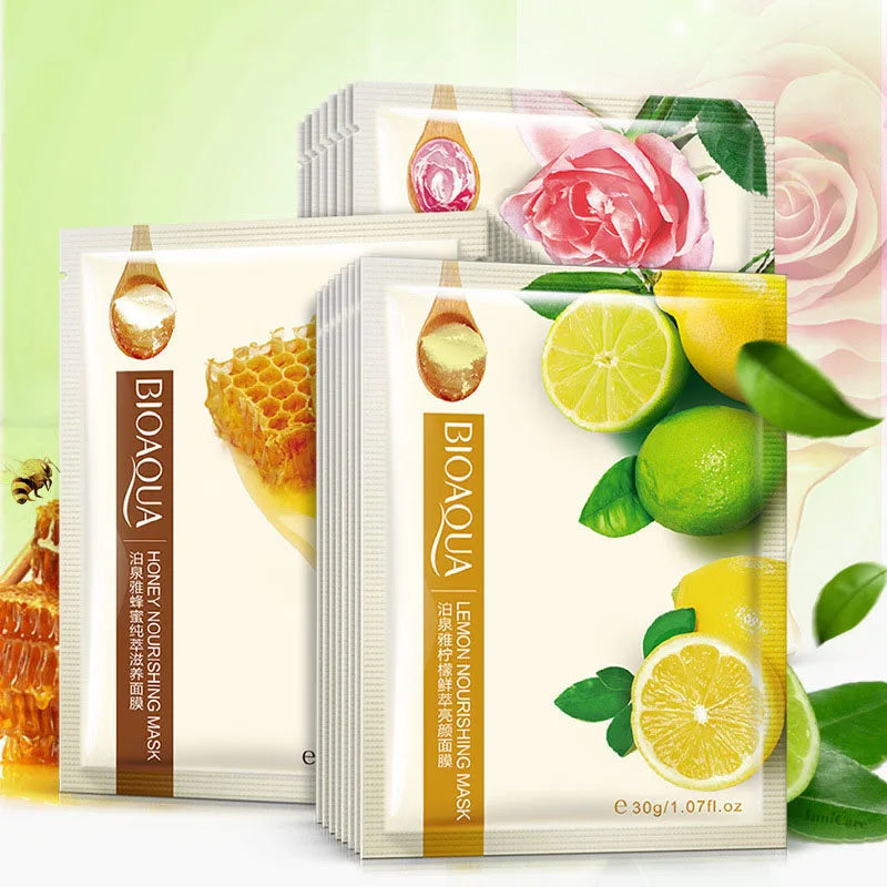 NEW Arrivals 15PCS Korean Set BIOAQUA Fresh Fruit Face Mask Anti Wrinkle Hyaluronic Acid Hydrating Skincare Sheet Masks Women Facial Mask Skin Care Korean Cosmetic Products