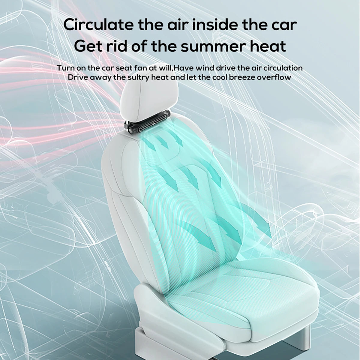 NEW Portable Vehicle Car Truck Seat Headrest Electric Cooling Fan USB Rechargeable Air Conditioner Fan for Rear Backrest Seat Cushion Auto Interior Accessories.