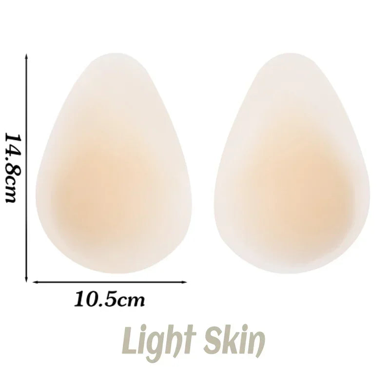 2 Pairs Set No Glue Sticky Nipple Cover Plunge Droplet Invisible Bra Ultra Thin Seamless Silicone Stickers Lifting Breast Pasties Pads Ladies Underwear Accessory Sets