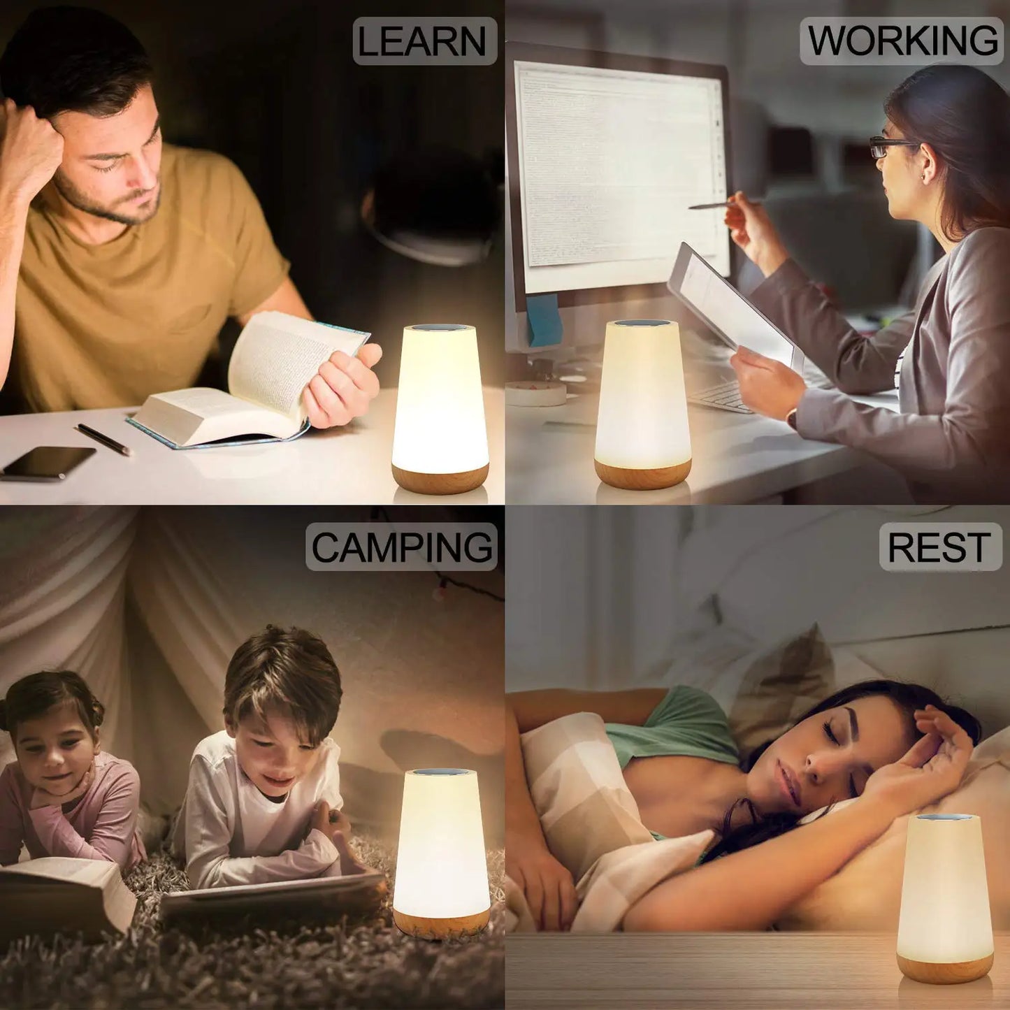 13 Colors Changing Night Light Remote Control Touch USB Rechargeable RGB Night Lamp Dimmable Lamp Portable Table Bedside Lamp