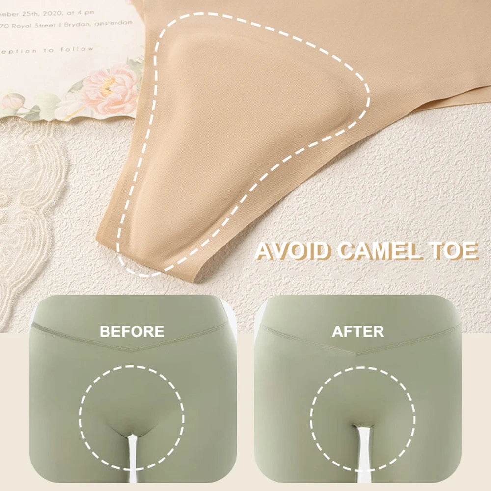 NEW Arrivals 3PCS Set 10 Patterns Women Protection Avoid Camel Toe Silk Panties Seamless Thong Panties Camel Toe Concealer Cover Camel Toe Prevention Underwear Anti Camel Toe Yoga Sport Briefs