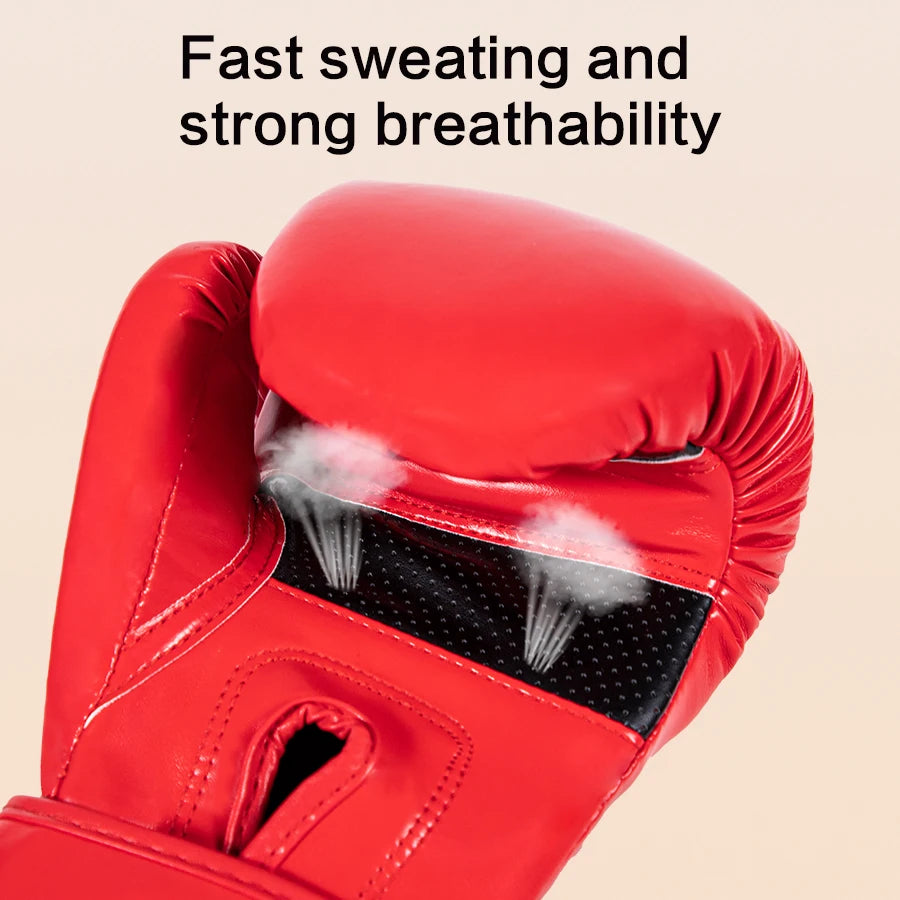 Kids/Adults Professional 4/6/8/10/12oz Boxing Gloves PU Leather Muay Thai MMA Profession Kickboxing Sandbag Women and Men Training Practice Exercise Gloves Equipment Sports Accessories