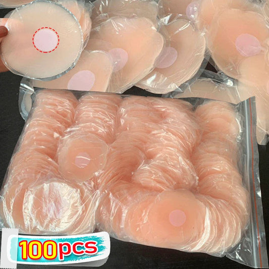 NEW Arrivals 50-100PCS Set High Quality Medical Silicone Nipple Cover Reusable Women Bra Sticker Breast Petal Strapless Lift Up Bra Invisible Boob Push-Up Pads Chest Pasties Intimates Ladies Underwear Accessories