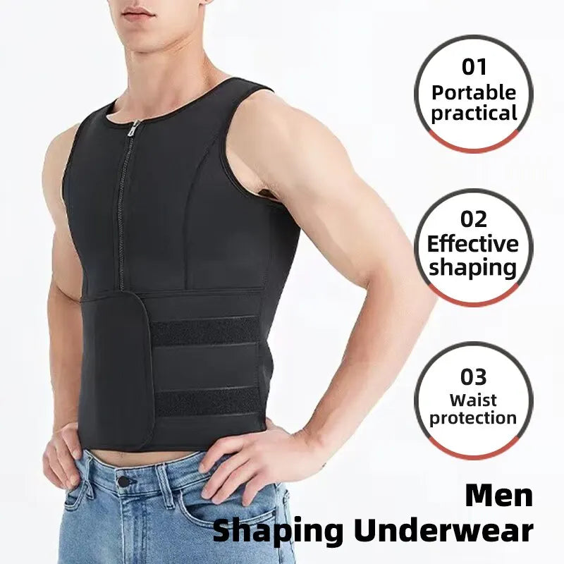 Men Neoprene Shapers Vest Body Shaper Tank Tops L XL XXL Black Gray Waist Training Slim Weight Loss Zipper For Sauna Suit