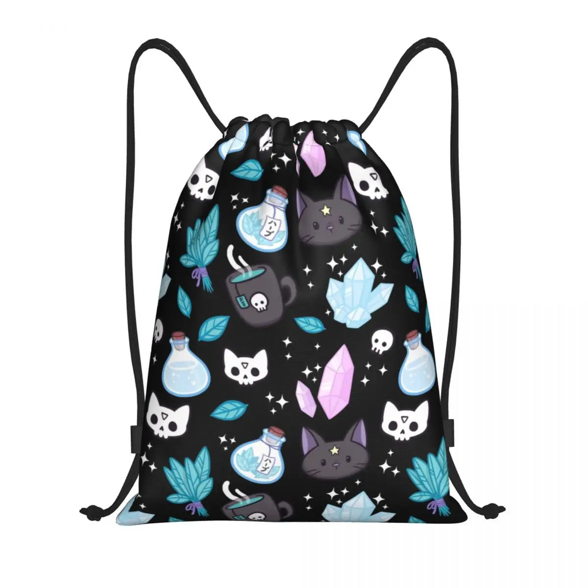 Raven Rage Halloween Gothic Crow Drawstring Backpack Bag for Women Men Halloween Witch Gothic Scary Crow Training Backpack