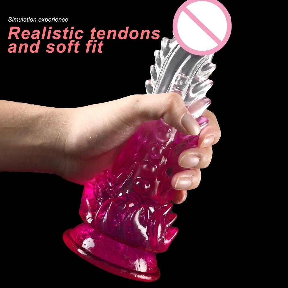 Crystal Jelly Huge spike Dildo Realistic Penis Anal Butt Plug Sexy Toys For Couples Vagina Anal Massage Women's Dildos  sex tool