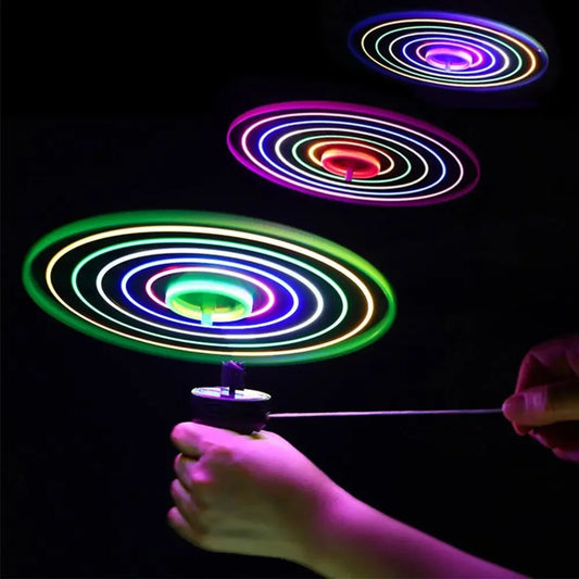 NEW Luminous Flying Disc Propeller Toys for Children Adults LED Lighting Pull String Flying UFO Toy Spinning Top Outdoor Game Sports Toy Gift