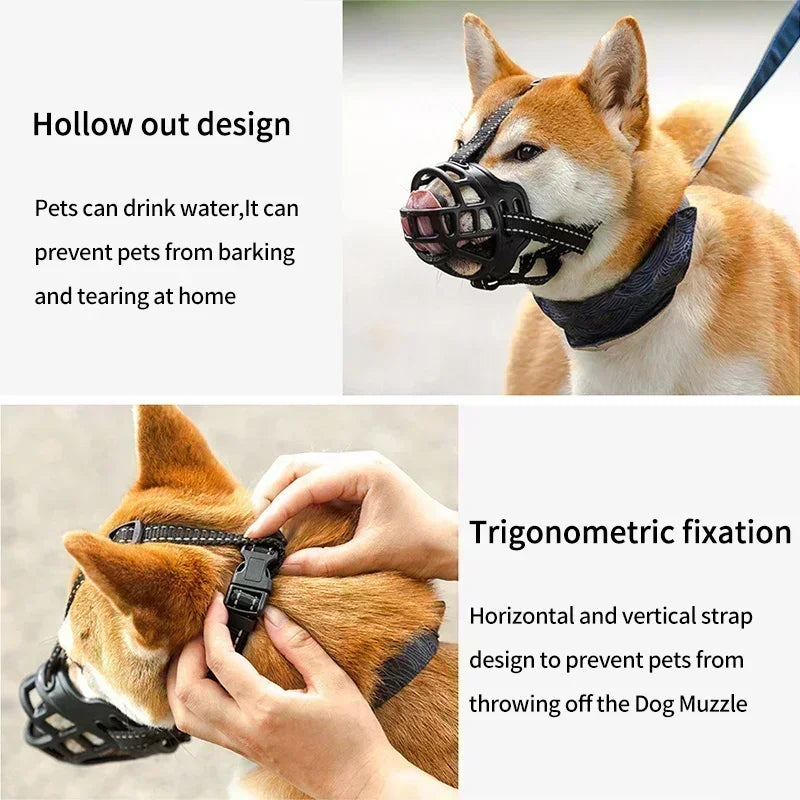 Soft Glue Adjustable Dog Muzzle Anti-Biting Chewing Mask Breathable Dog Muzzle Durable Strong Basket Mask Muzzle Dog Supplies