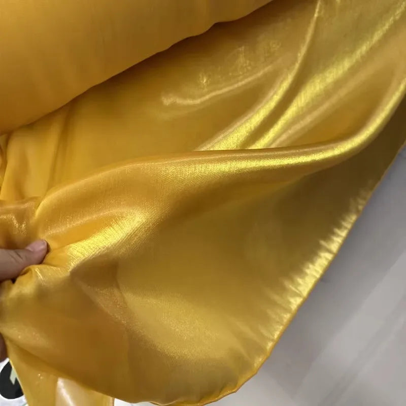 NEW 5M 10 Colors Luxury White Smooth Satin Water Gloss Liquid Organza Fabric sewn Evening Dress Shirt Micro Transparent Fabric