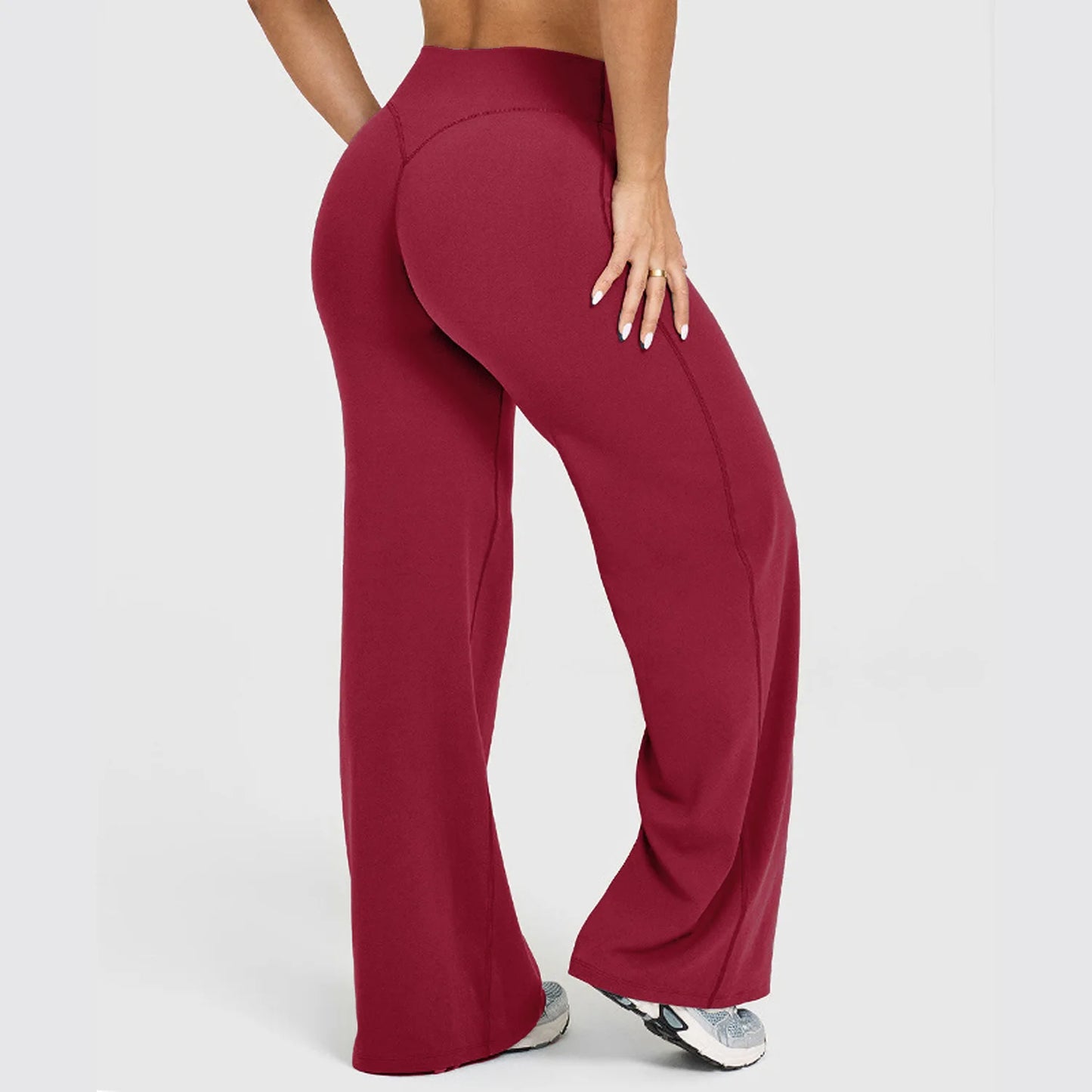 Naked Feel Yoga Pilates Running Sport Flare Trousers 6 Colors  Straight-Leg Pants Ultra Soft Butter Fabric Women's Mid-Waist Yoga Gym Fitness Pants Female Sportswear