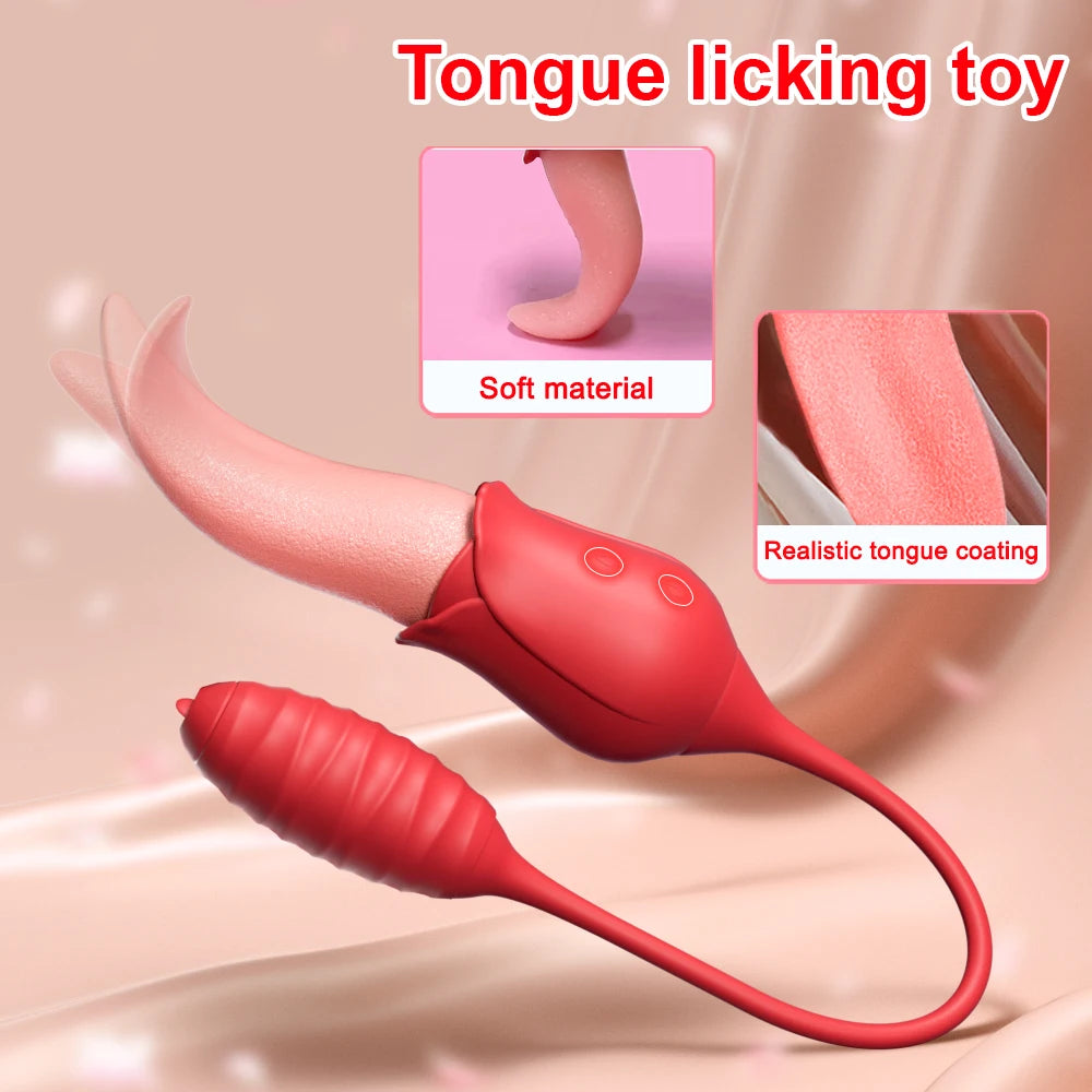 Rose Tongue Licking Sucker Vibrator For Women Nipple Clit Stimulator Love Egg Dildo Vibrating Massager Female Adult Sex Toys