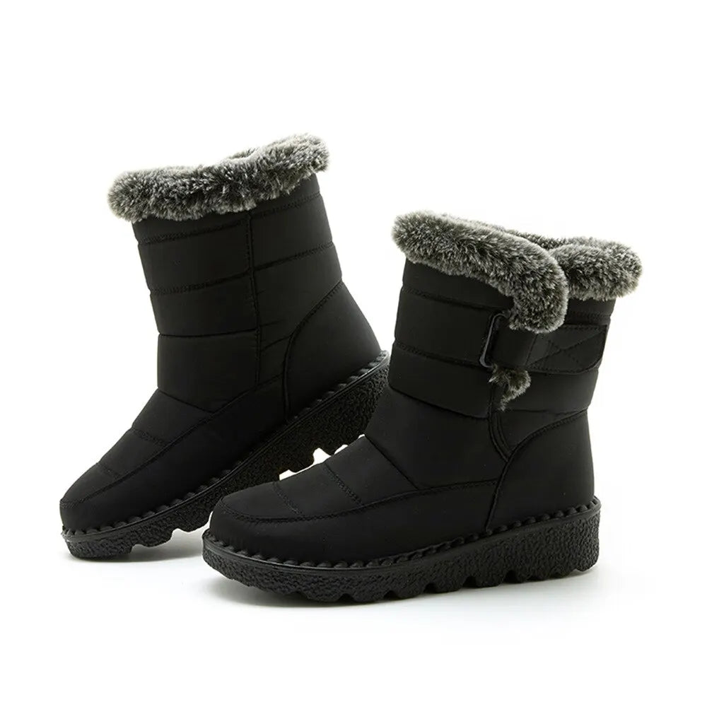 Waterproof Winter New Faux Fur Long Platform Snow Warm Cotton Couples Shoes Plush Woman Ankle Boots