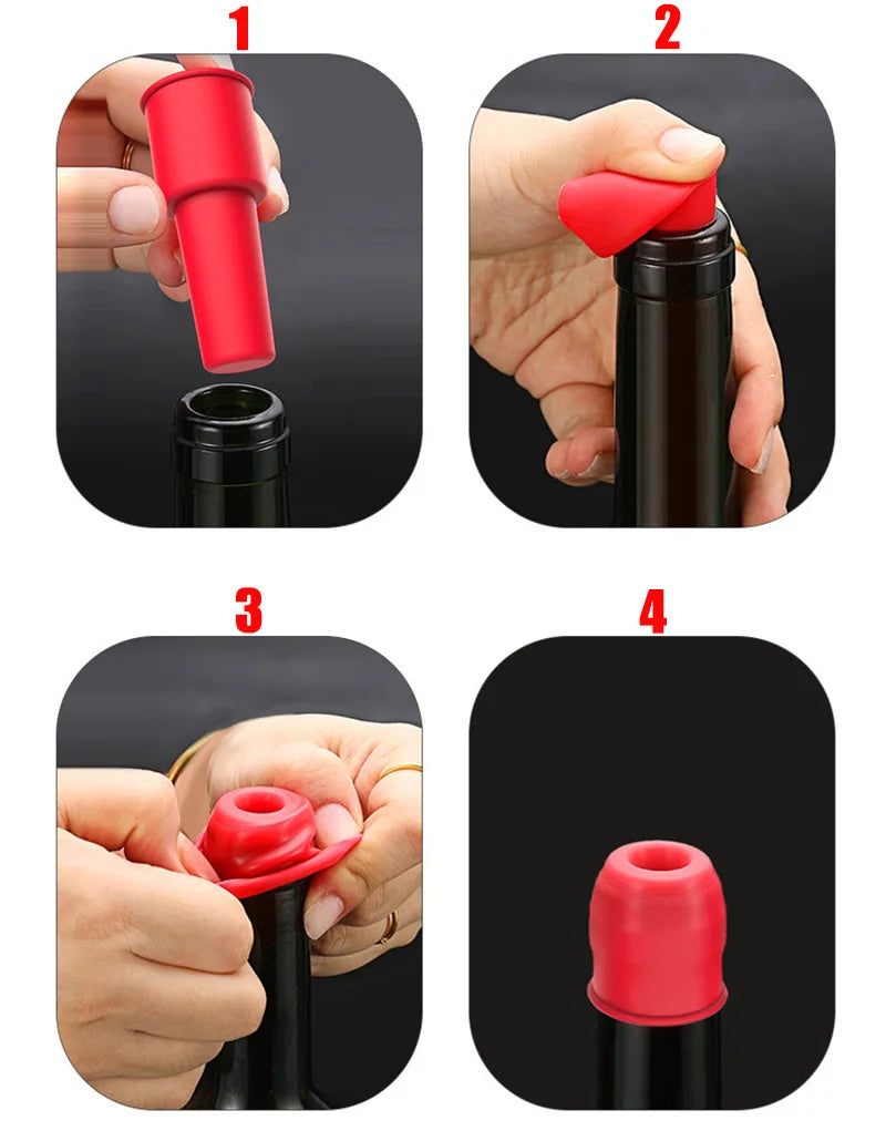 5 PCS Set Silicone Wine Stoppers Flexible Silicone Beverage Bottle Sealer Portable Wine Beer Glass Bottle Sealers Vacuum Keep Fresh Plug Bar Pubs Restaurants Hotels Tools