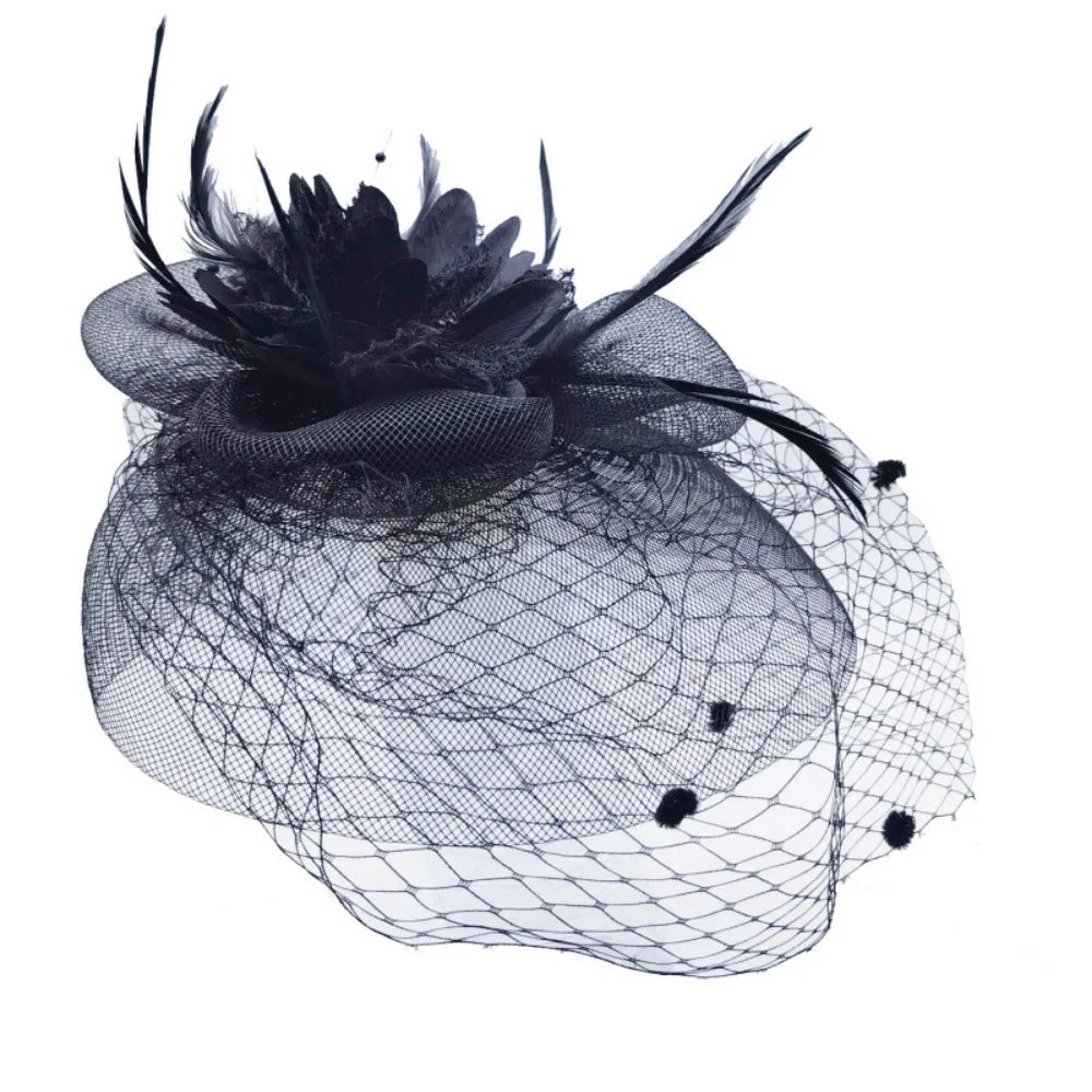 10 Colors Birdcage Bride Veil Wedding Evening Tea Cocktail Party Sunday Church Funeral Flowers Feather Mesh Veil Face Cover Headwear Royal Ascot Horses Race Top Caps Ladies Apparel Accessories