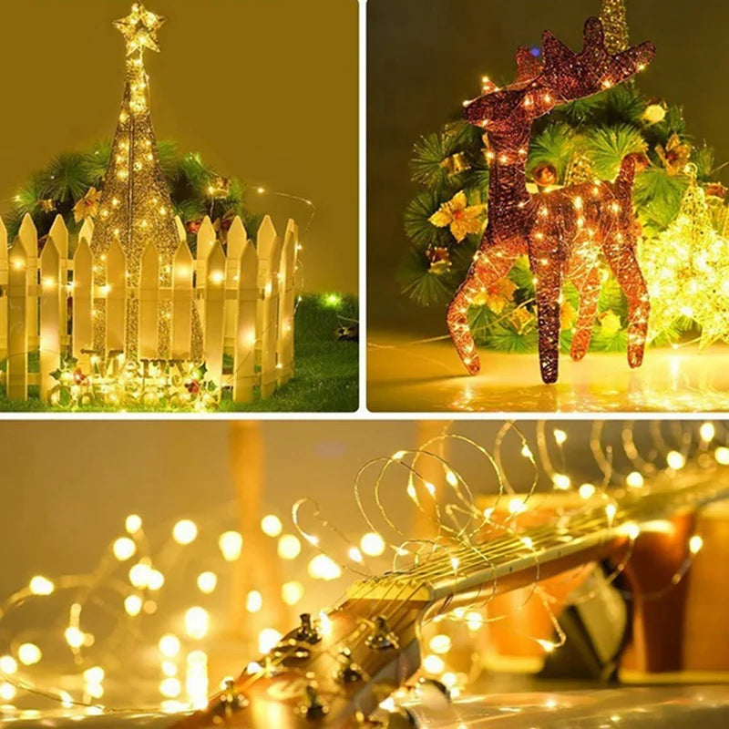 10-12M 1Pack Fairy Light String Led Copper Wire String Light  Battery Powered For Bedroom Garden Party Wedding Decoration