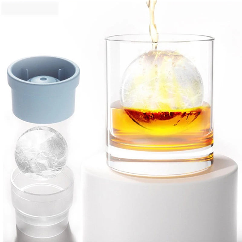 3 PCS Set Whiskey French Cognac Liquor Silicone Round Ice Hockey Mold Maker Large Spherical Ice Cube Grinder Suitable for Bar Home Kitchen Hotels Supplies Drinkware Pubs Barware Tools Set