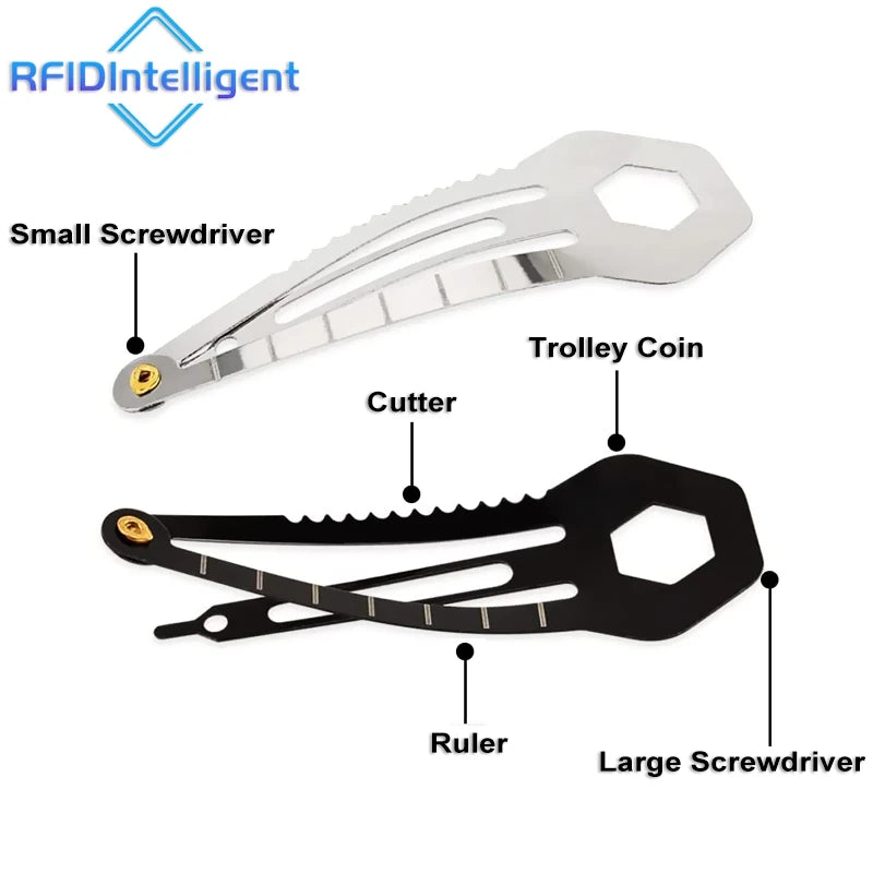 5PCS Outdoor Women's EDC Self Defence Weapons Multifunctional Stainless Steel Hair Clip Hairpin Personal Defense Keychain Tool