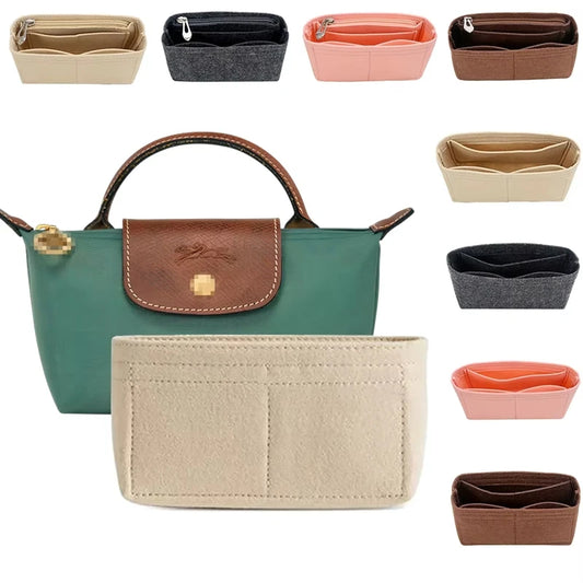 NEW Bag Organizer for Longchamp Small Tote Bag Timid Bags Storage & Finishing Inner Liner Handbags Insert Organizer Fit Mini Size Ladies Cosmetic Accessories