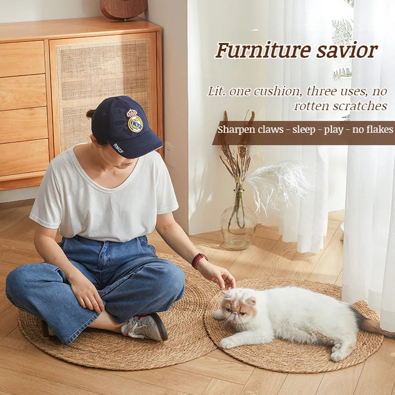 NEW Arrivals 100CM Cat Scratching Board Large Claw Sharpening Cat Toys Wear-Resistant Non-Debris Scratching Basin Cat Nest Rattan Cat Sleeping Mat Pets Supplies