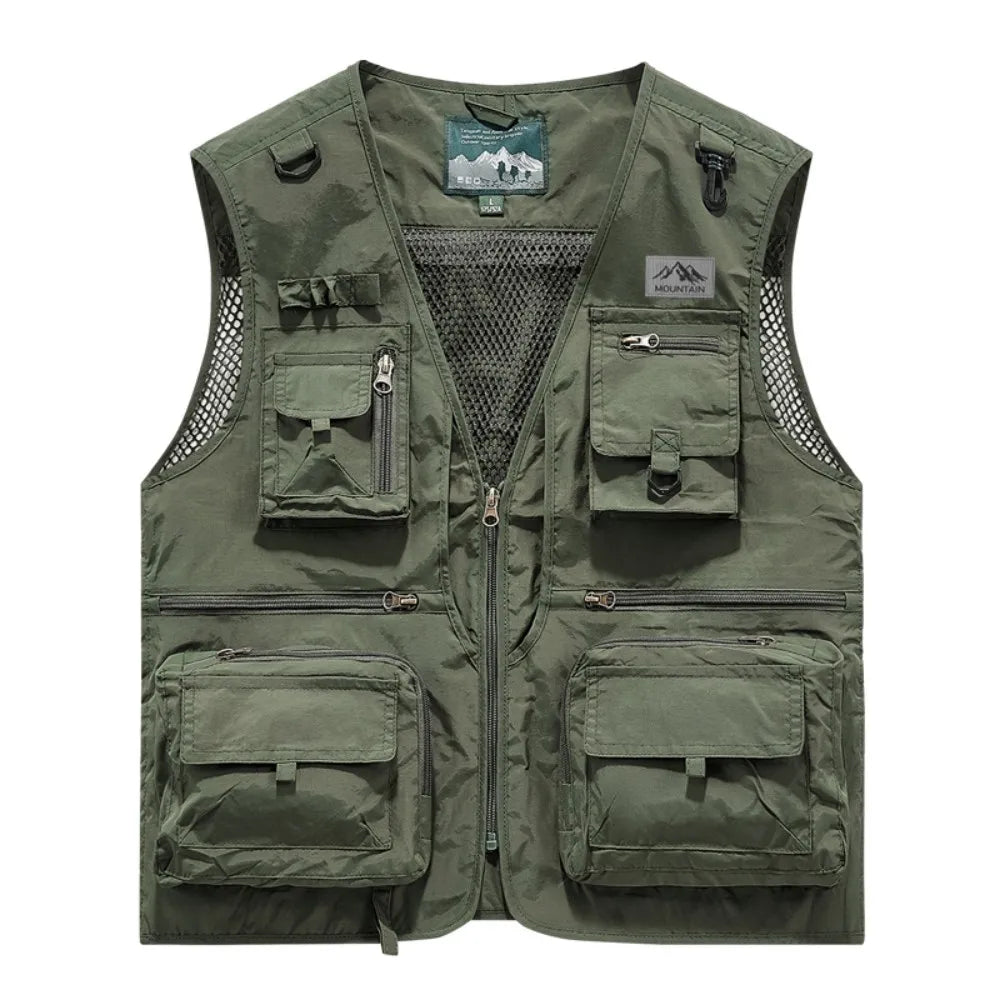8 Colors S-5XL UK Plus Size Men's Multi-Pocket Vest, New Breathable Outdoor Fishing Vest, High-Quality Design, Casual High-Tech Men's Jacket