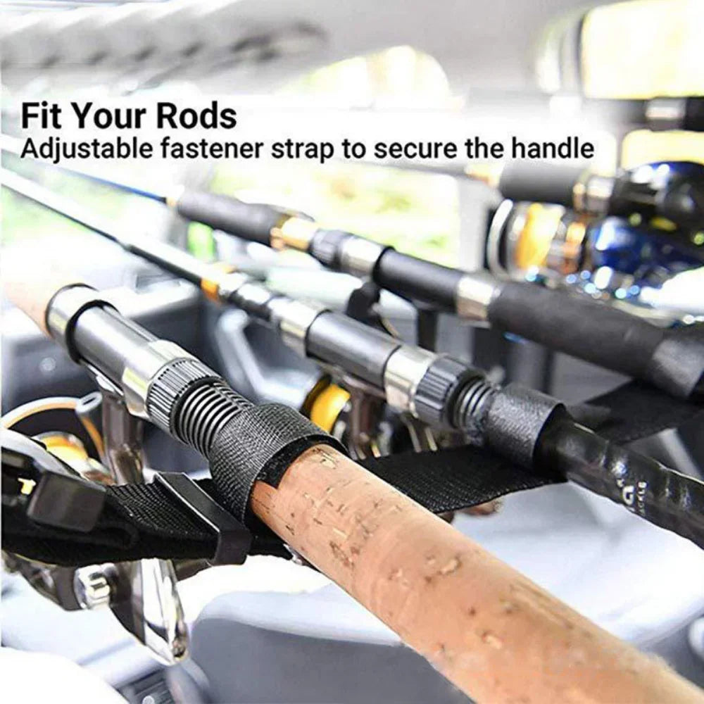 2 PCS Set Vehicle Interior Fishing Rod Gear Holder Car Mounted Storage Rack Vehicle Fishing Rod Rack Holder Strap Fishing Tools Storage Car Carrier for SUV