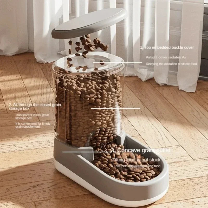 NEW Arrivals Pet Automatic Feeder Set Cat Food Bowl Things for Cats Puppy Bowl Feeding Watering Supplies Drinker Dog Food Storage Dispenser Cats Accessories Pets Products