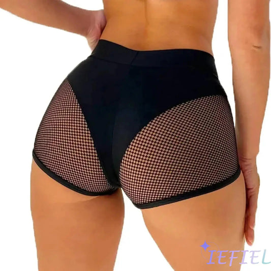 Women Girl Sports Fitness Workout Yoga Hollow Out Fishnet Push Up Booty Shorts Pole Dancing Costume Hot Pants Beachwear Clubwear