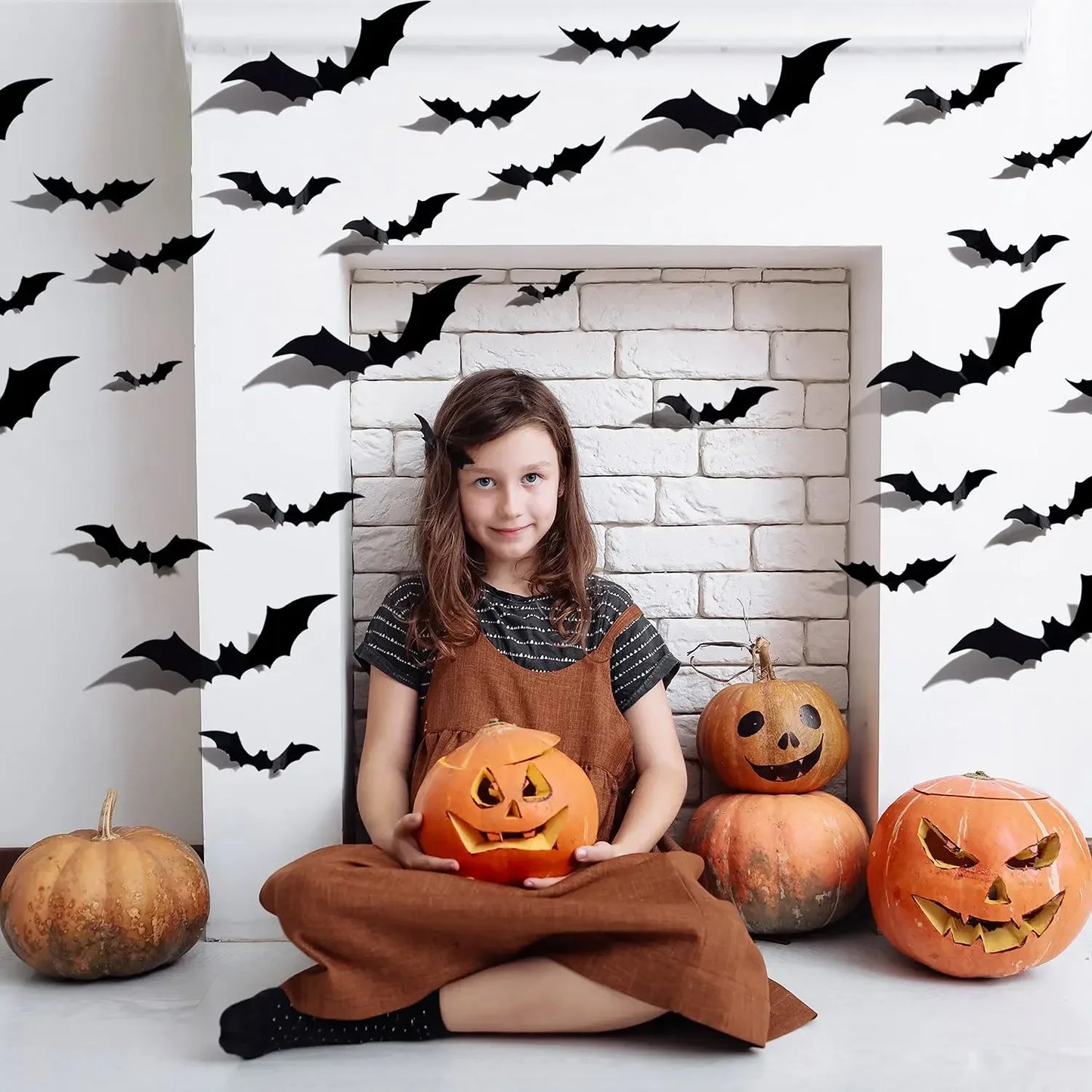 180-215PCS 3 Bags Halloween 3D Bat Decoration Plastic Bat Wall Stickers Furniture Window Yard Sign Decoration Outdoor Lawn Spooky Party Decoration