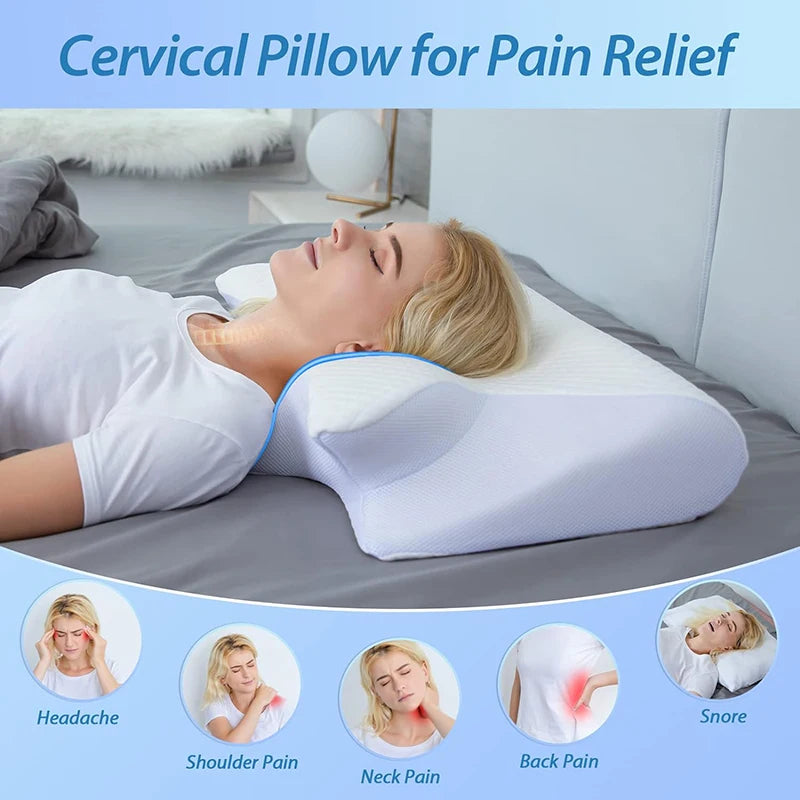 NEW Arrivals Memory Foam Cervical Pillow, 2 in 1 Ergonomic Contour Orthopedic Pillow for Neck Pain, Contoured Support Pillows, Neck Pillow