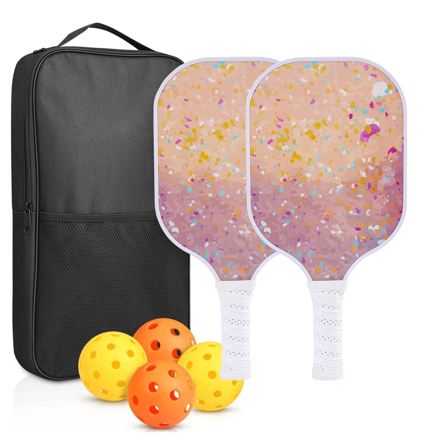 NEW Full Set Professional Fiber Glass Top Quality Pickleball Paddles Set of 2 USAPA Approved Fiberglass Pickle Ball Paddles with 4 Pickle Balls Durable Beach Rackets for Beginners Sports Accessories