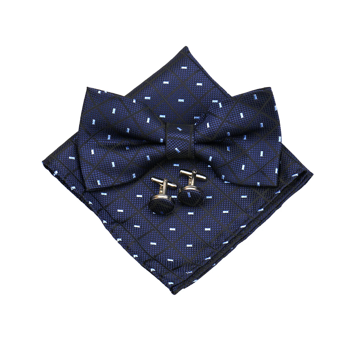 3 PCS Set 55 Colors Luxury Paisley Bowtie Suit Man Bow Tie Pocket Square Cufflinks Wedding Bowknot Accessories Butterfly Neckwear Adjustable Adult Ties