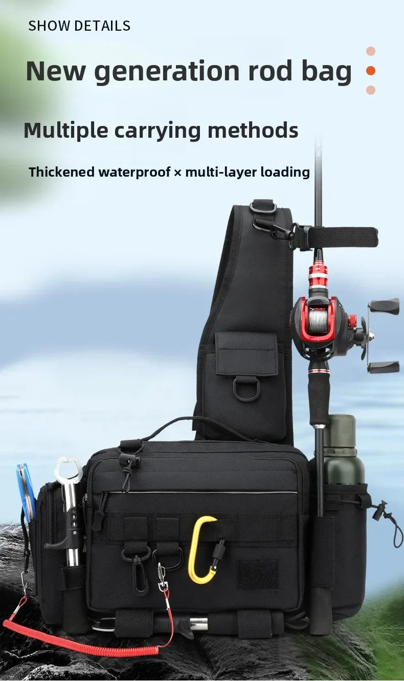 Multifunction Waist Bag Fishing Rod Bag Tactical Backpack Crossbody Bag Fishing Rod Holder Tackle Lures Bag