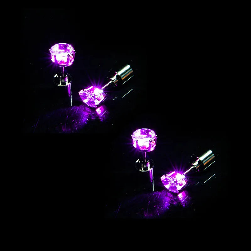2/5 Pair LED Earring Rave Festival Party Bar Night Club Glowing Earring + Hair Ties Girl Women Ear Accessories Light Up Bling Ear Stud Gogo Dance Fashion Jewelry Accessory Sets