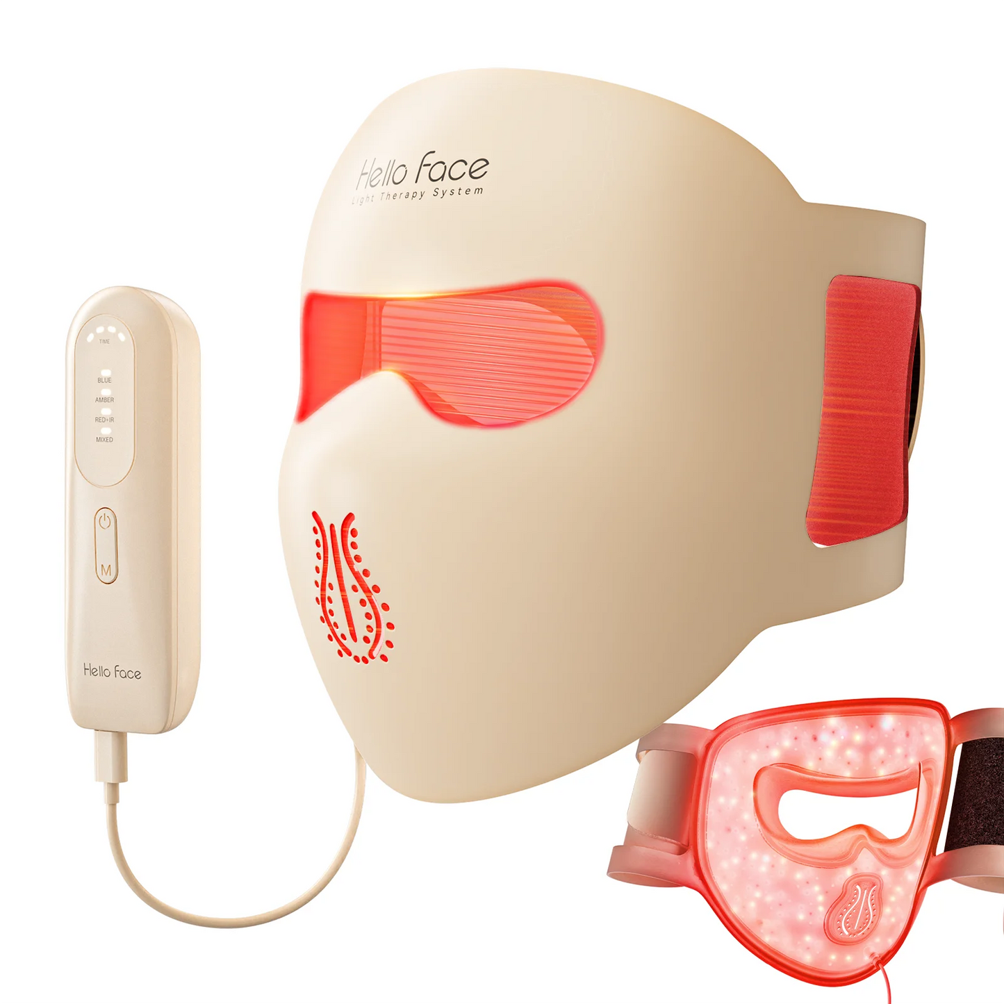 312 PCS Portable Hello Face M300 4D Mask LED Light Therapy Mask Red Near-Infrared Facial Neck Skin-Friendly Silicone Mask Women Skin Care Devices Beauty Tools Sets
