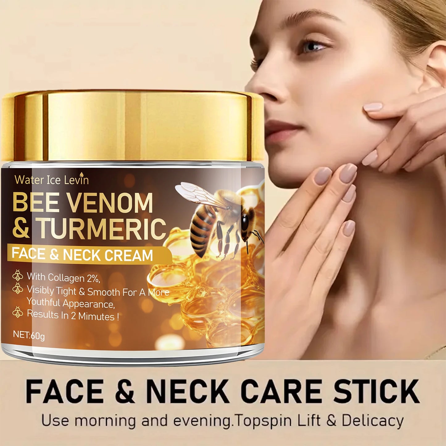 Bee Venom Instant Facial Lifting Cream Firms and Lifts Loose Skin, Smooth Skin |   Alcohol-Free, Containing Hyaluronic Acid, Suitable for All Skin Types Women Skin Care Supplies Korean Products