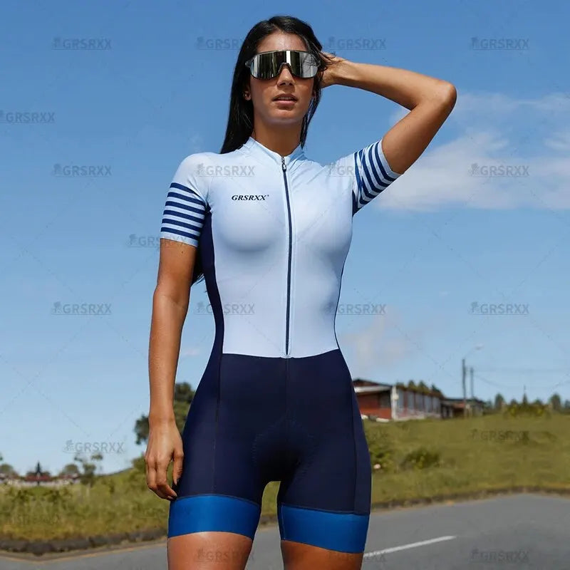 GRSRXX Pro Team Triathlon Skinsuit Set Women's Cycling Jersey Set Jumpsuit Short Sleeve Macaquinho Ciclismo Feminino Bicycle Set