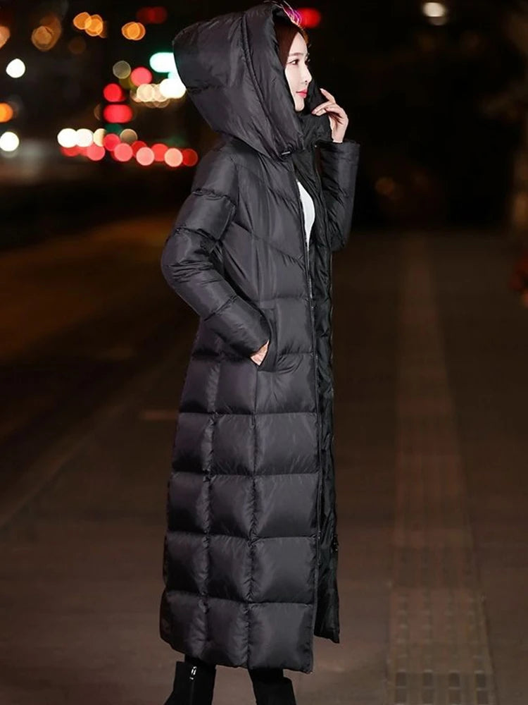 M-4XL Winter Black Jacket Women Black Long Puffer Elegant Coat 2023 Vintage Streetwear Thicken Warm Slim Lady Clothes Casual Parkas Coats
